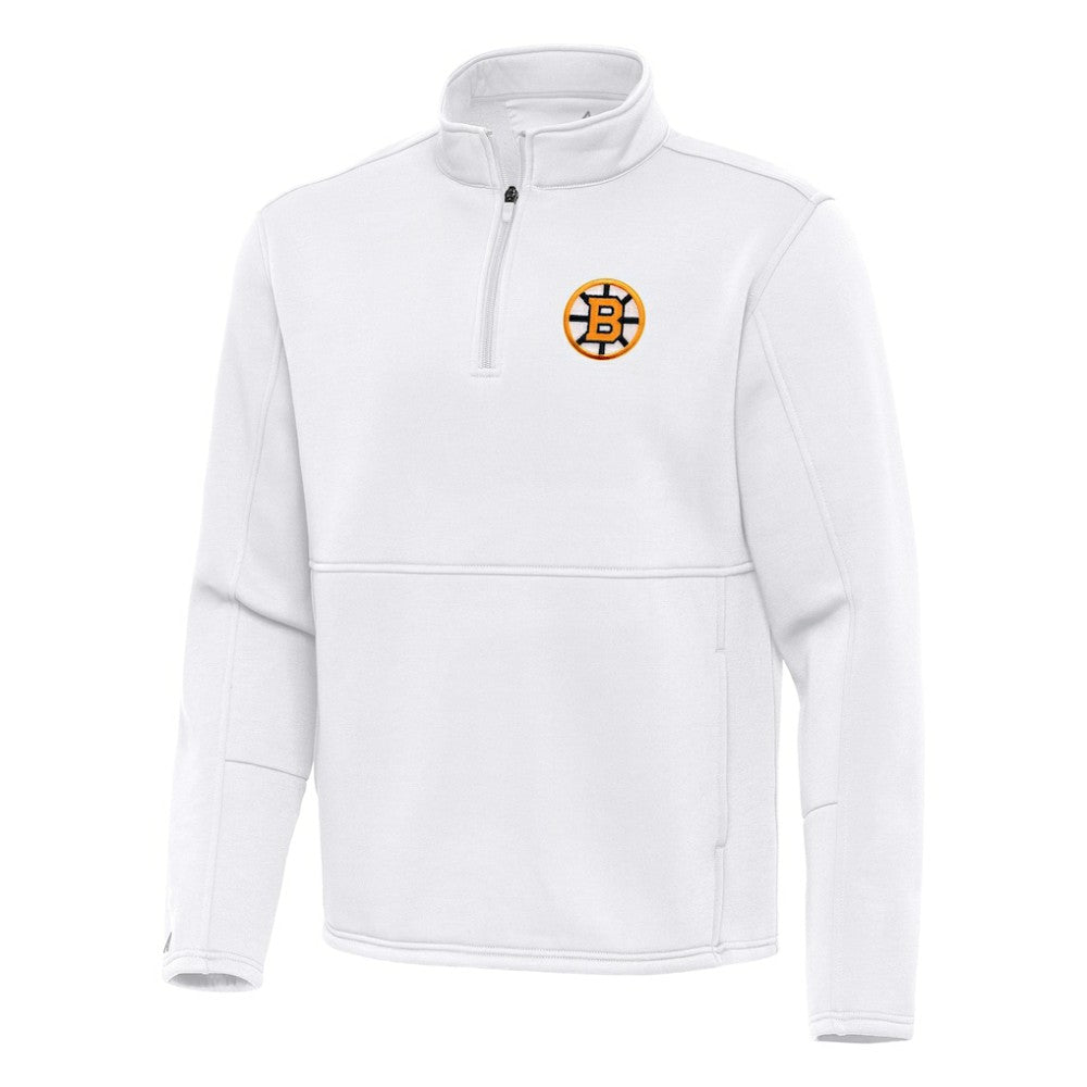 Boston Bruins Antigua Twist Quarter-Zip Pullover Jacket White