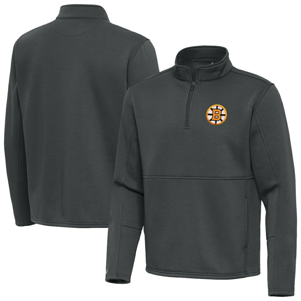 Boston Bruins Antigua Twist Quarter-Zip Pullover Jacket Pewter