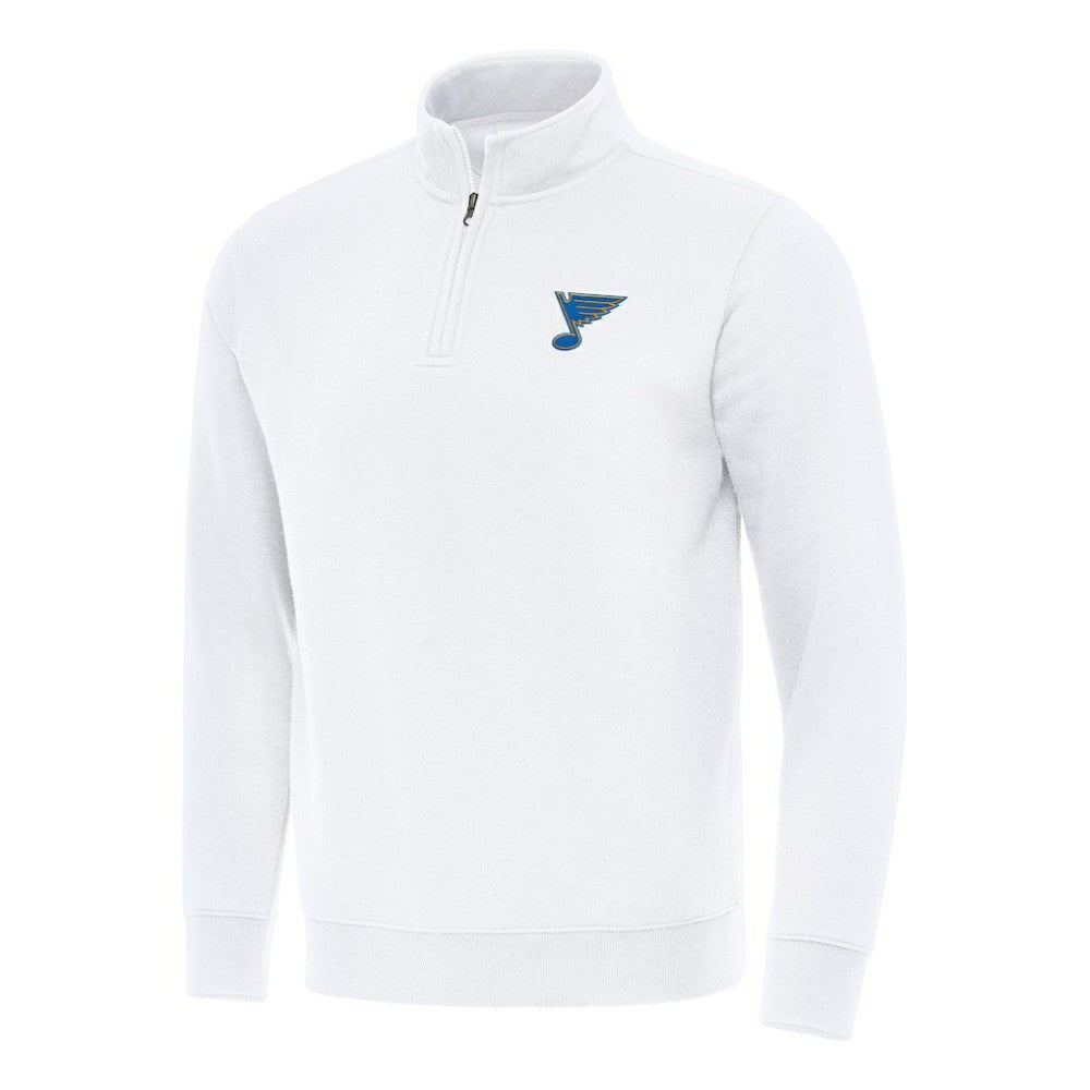 St. Louis Blues Antigua Victory Quarter-Zip Pullover Top White