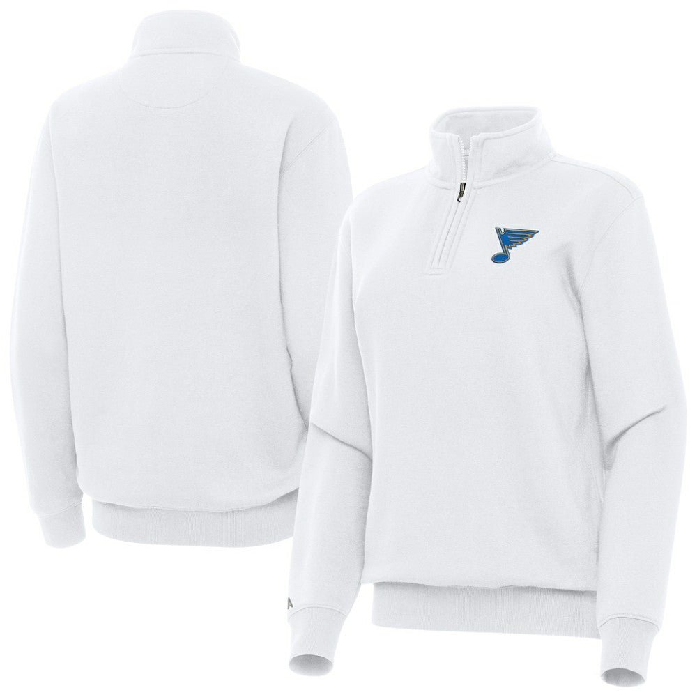 St. Louis Blues Antigua Women's Victory Quarter-Zip Pullover Top White