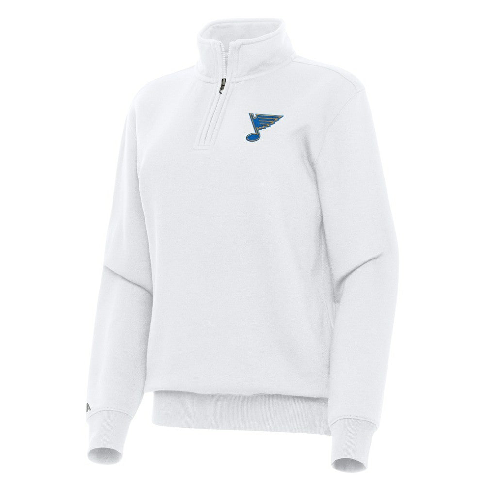 St. Louis Blues Antigua Women's Victory Quarter-Zip Pullover Top White