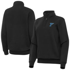 St. Louis Blues Antigua Women's Victory Quarter-Zip Pullover Top Black