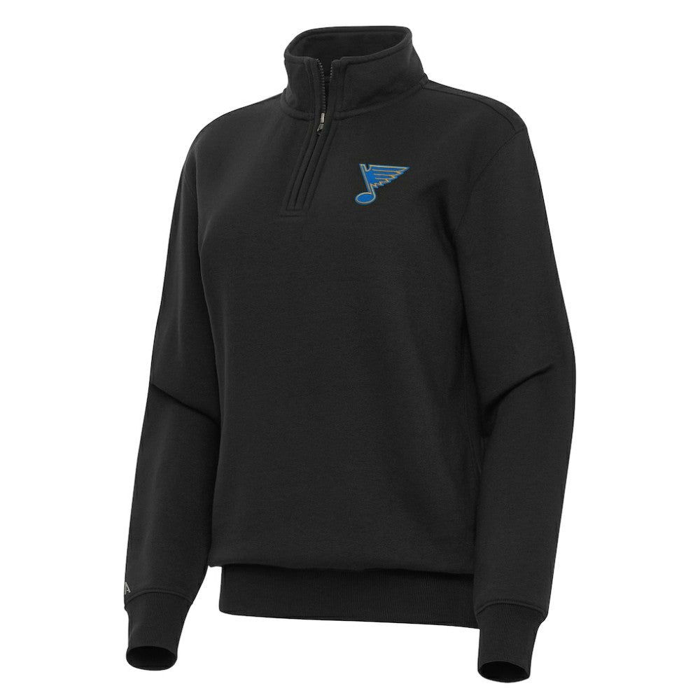 St. Louis Blues Antigua Women's Victory Quarter-Zip Pullover Top Black