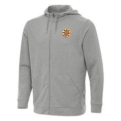 Boston Bruins Antigua Effortless Full-Zip Hoodie Heather Gray