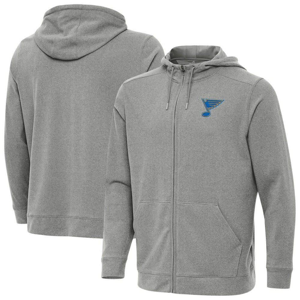 St. Louis Blues Antigua Effortless Full-Zip Hoodie Heather Black