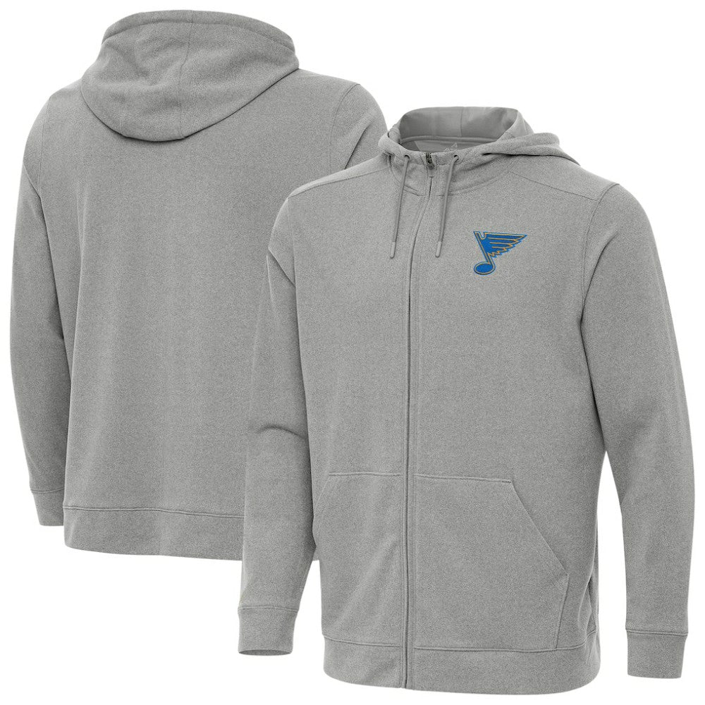 St. Louis Blues Antigua Effortless Full-Zip Hoodie Heather Gray
