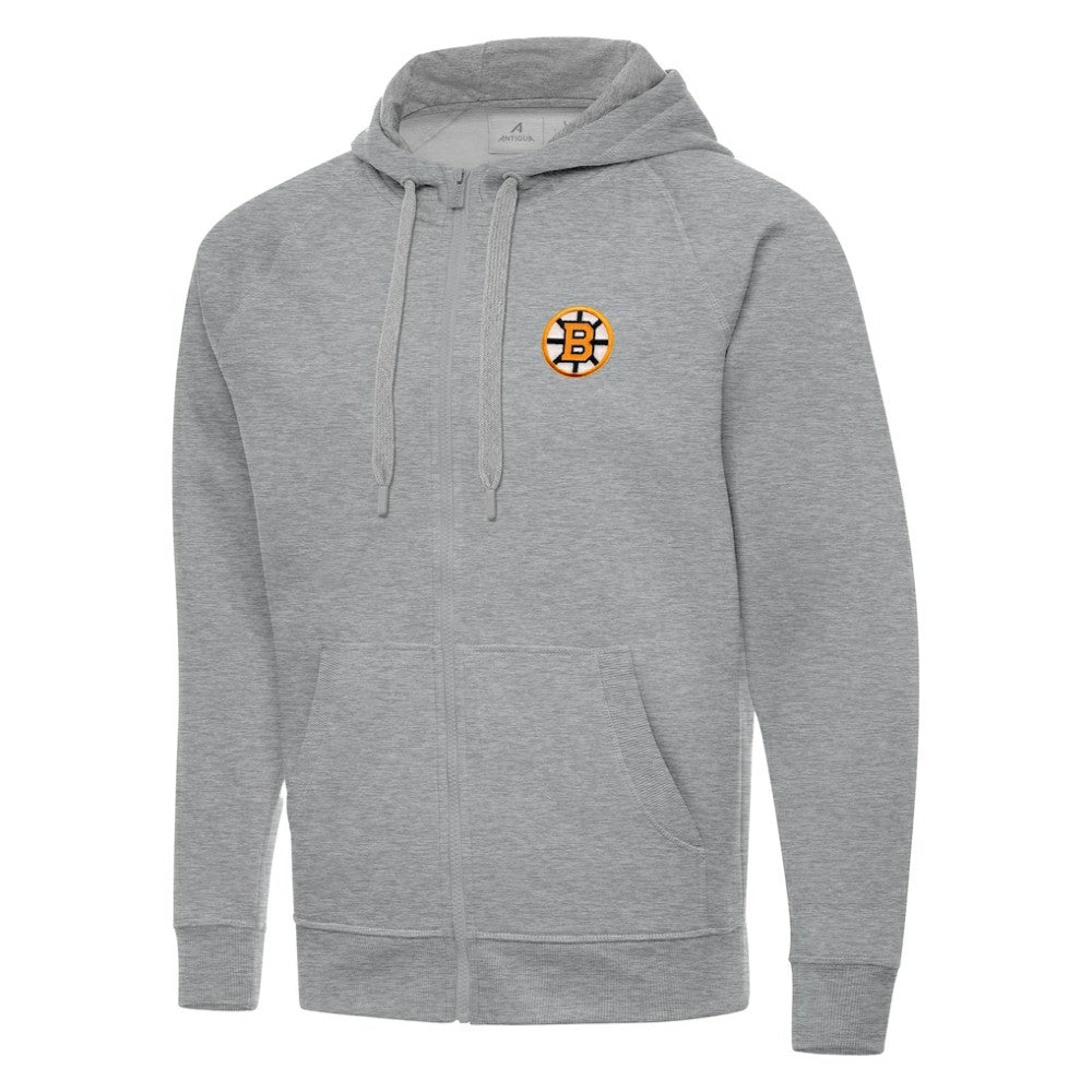 Boston Bruins Antigua Victory Full-Zip Hoodie Heather Gray