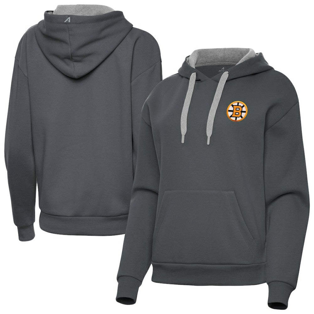 Boston Bruins Antigua Women's Victory Pullover Hoodie Charcoal