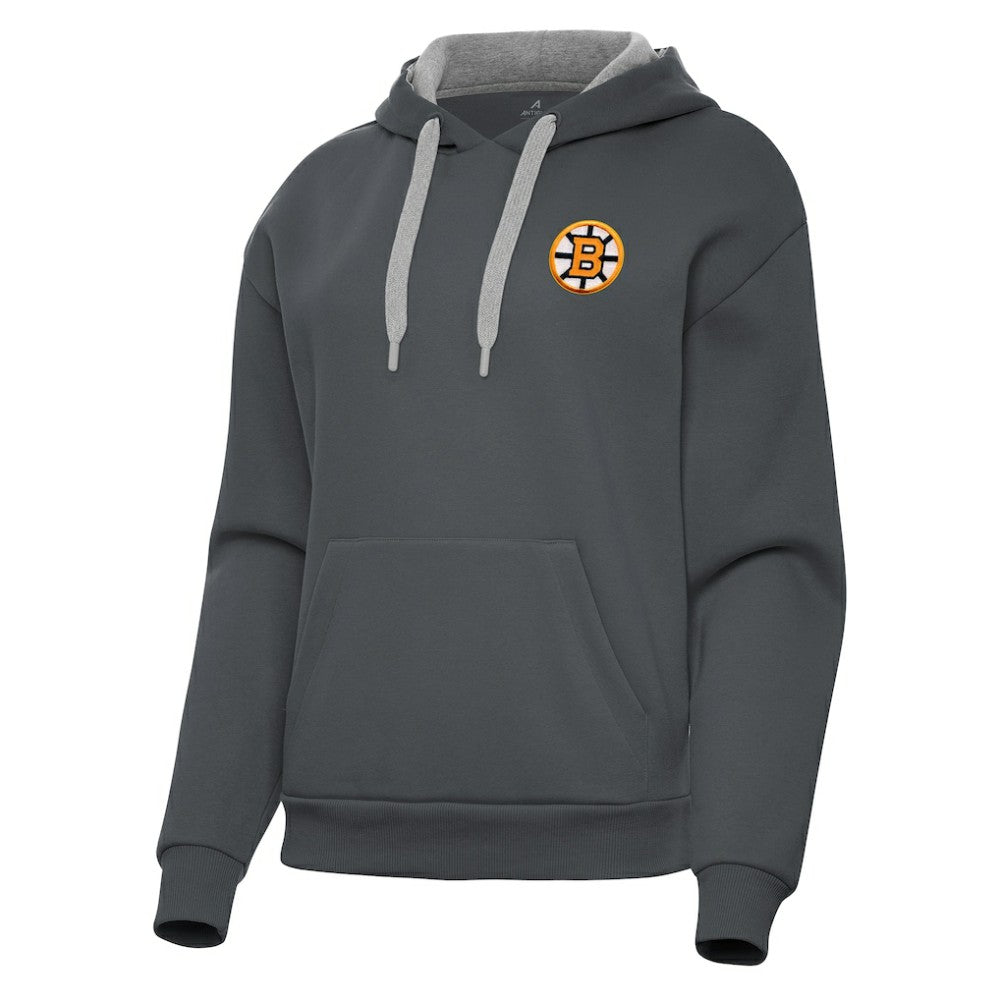 Boston Bruins Antigua Women's Victory Pullover Hoodie Charcoal
