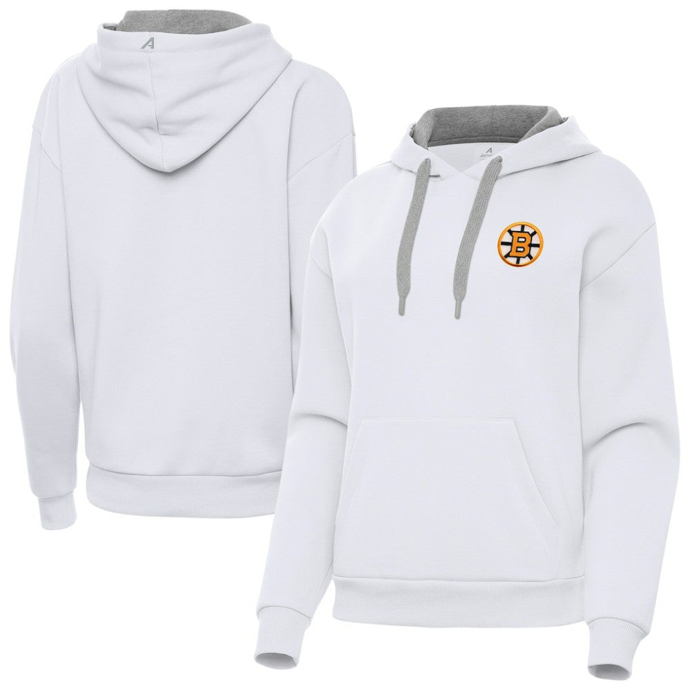 Boston Bruins Antigua Women's Victory Pullover Hoodie White