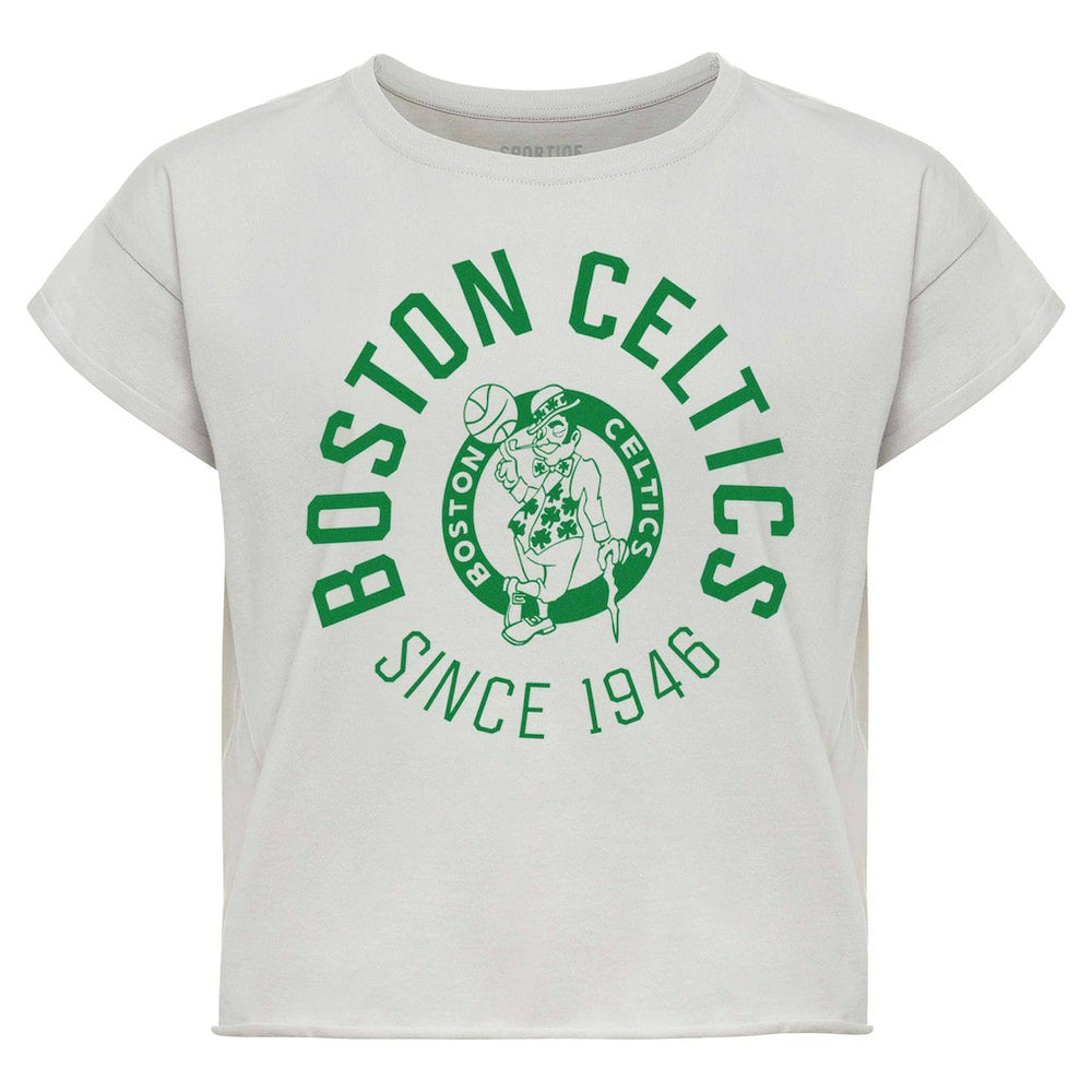 Boston Celtics Sportiqe Women's Cropped Genuine Issue Collection Alana T-Shirt - Gray for sale