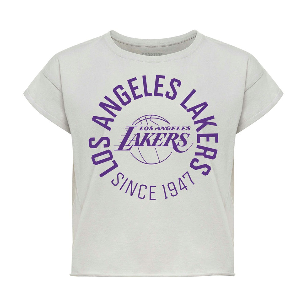 Los Angeles Lakers Sportiqe Women's Cropped Genuine Issue Collection Alana T-Shirt - Gray shop