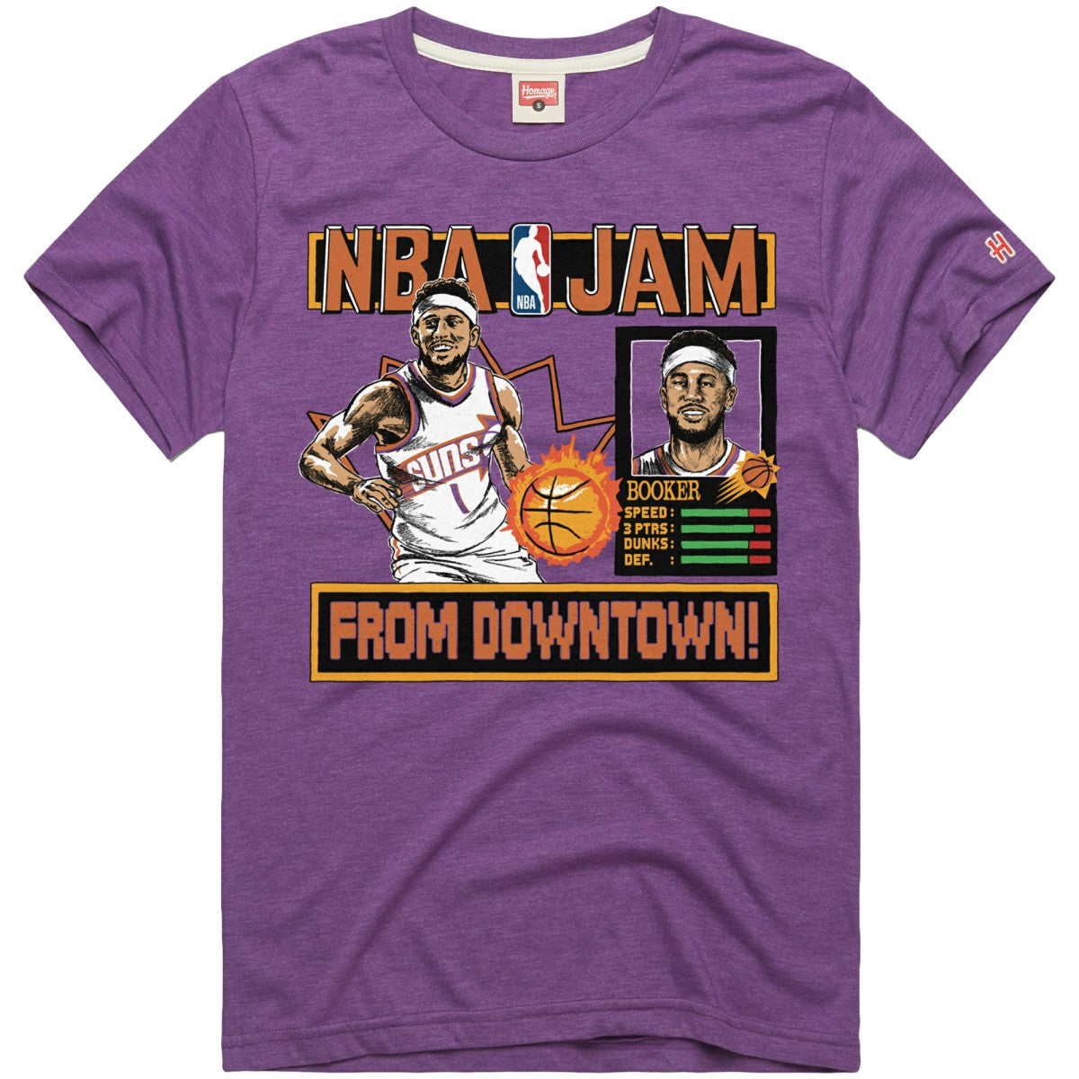 Devin Booker Phoenix Suns Homage Unisex NBA Jam Tri-Blend T-Shirt - Purple discount