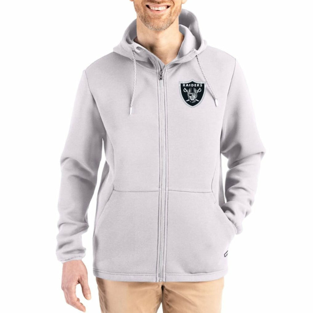 Las Vegas Raiders Cutter & Buck Roam Epic Comfort Recycled Full-Zip Hoodie Jacket - Gray online