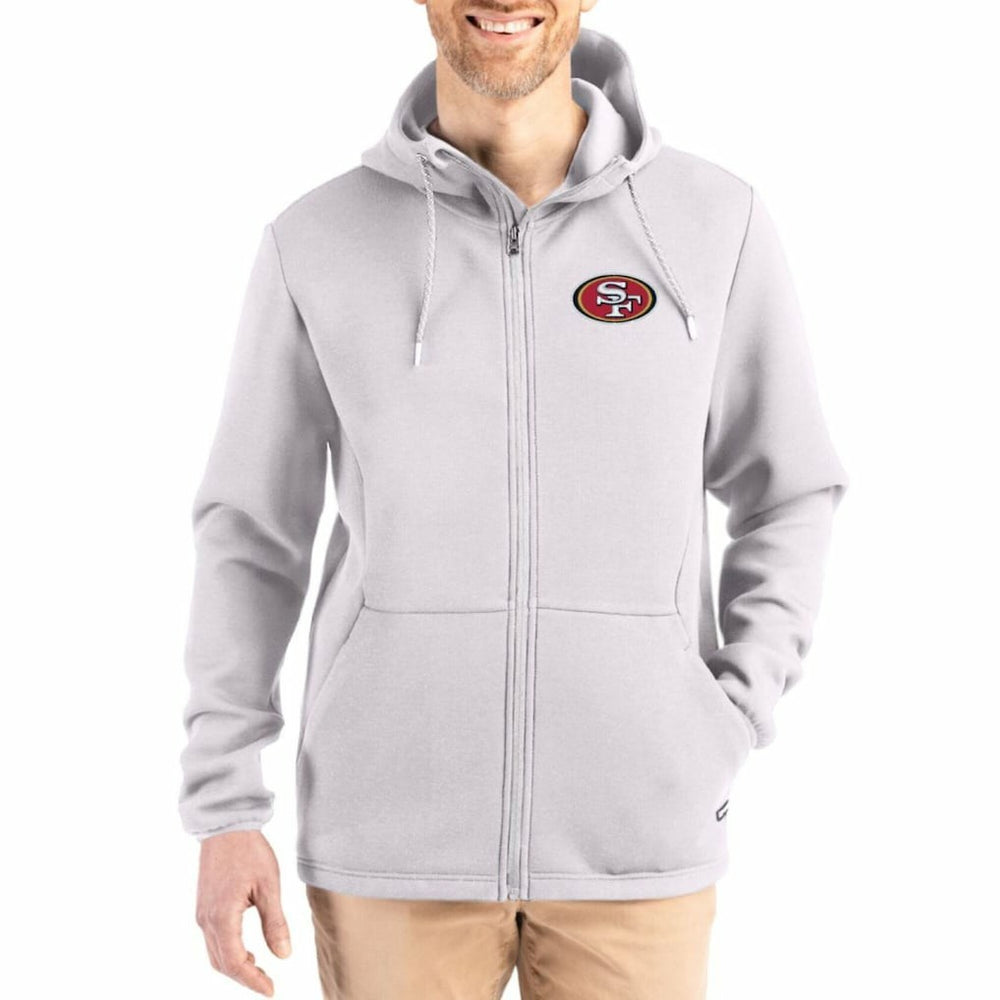 San Francisco 49ers Cutter & Buck Roam Epic Comfort Recycled Full-Zip Hoodie Jacket - Gray on sale