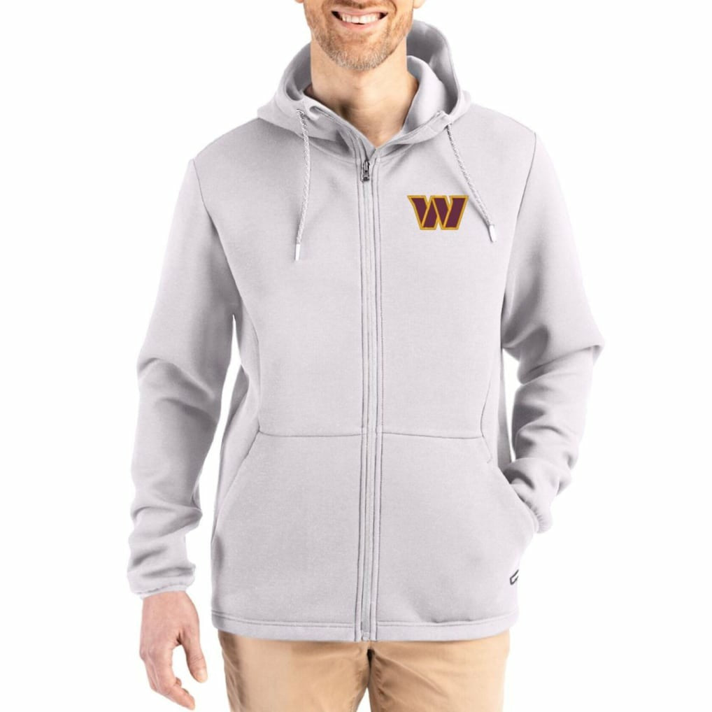 Washington Commanders Cutter & Buck Roam Epic Comfort Recycled Full-Zip Hoodie Jacket - Gray on sale