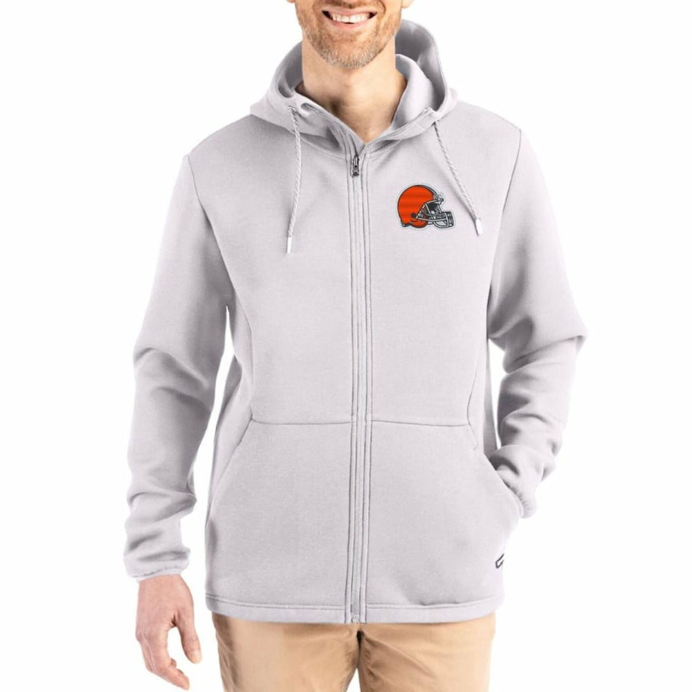 Cleveland Browns Cutter & Buck Roam Epic Comfort Recycled Full-Zip Hoodie Jacket - Gray outlet
