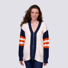 Houston Astros Lusso Women's Shyla Knit V-Neck Full-Zip Sweater - Navy/White