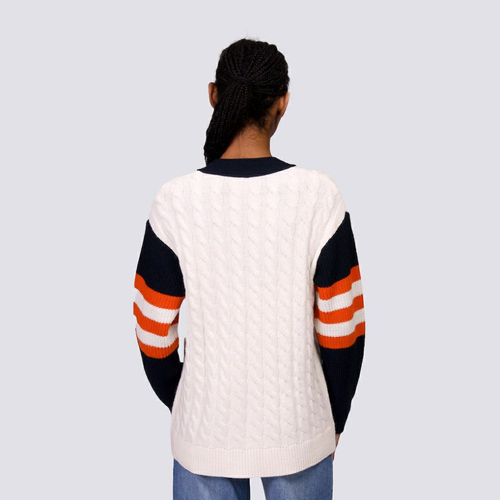 San Francisco Giants Lusso Women's Shyla Knit V-Neck Full-Zip Sweater - Black/White