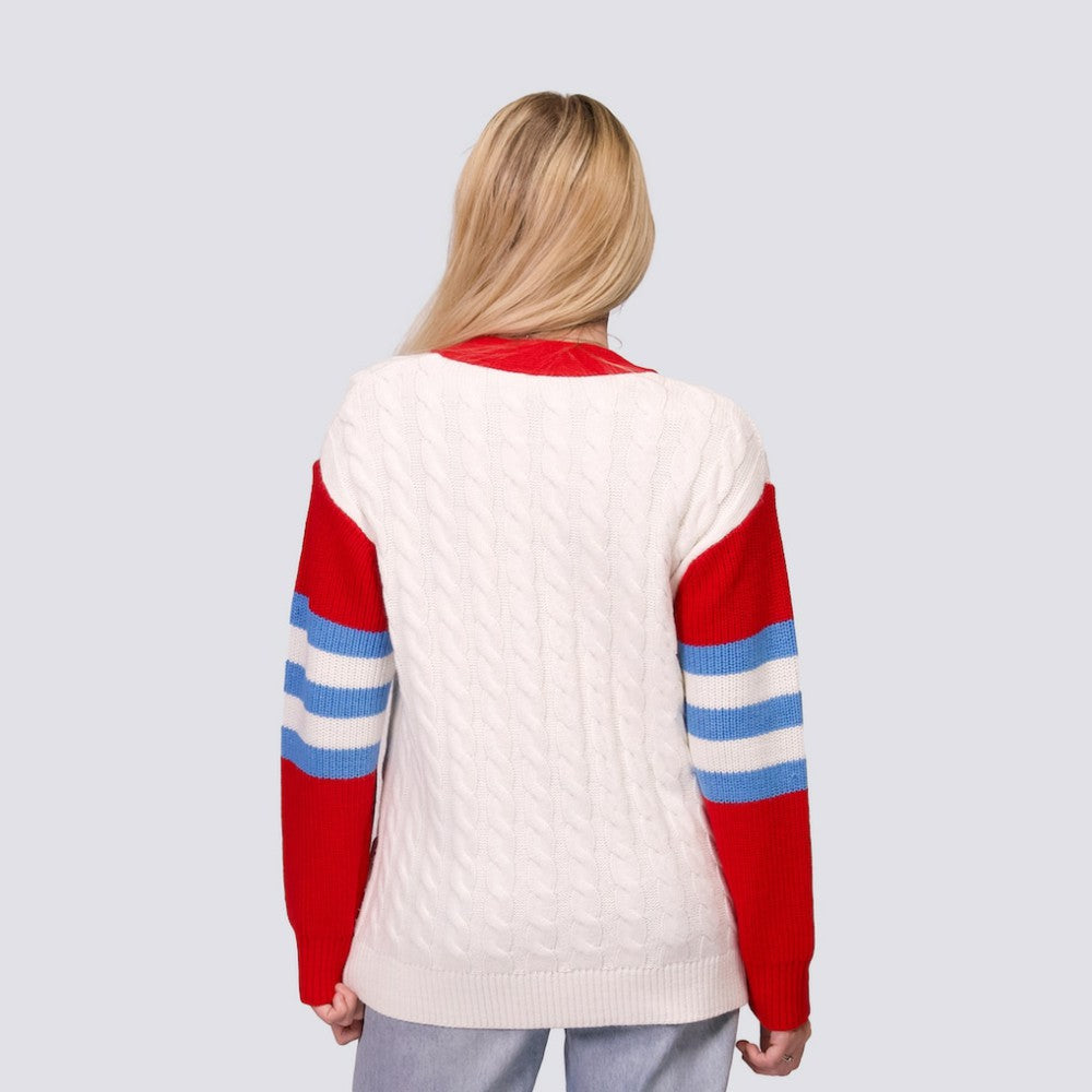 St. Louis Cardinals Lusso Women's Shyla Knit V-Neck Full-Zip Sweater - Red/White