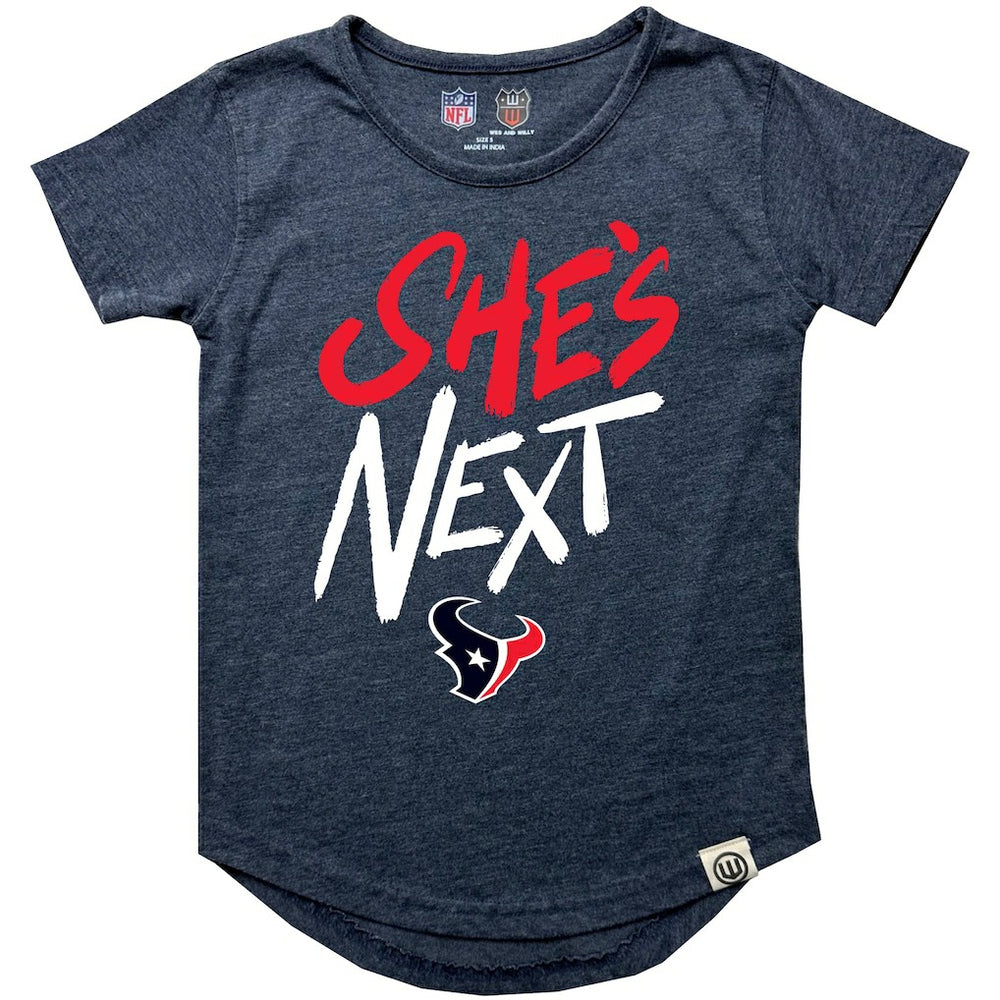 Houston Texans Wes & Willy Girls Youth She's Next Garment Washed T-Shirt - Navy online