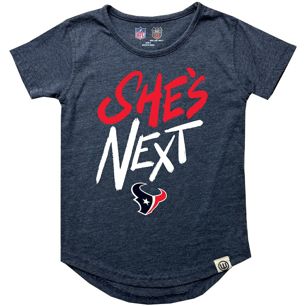 Houston Texans Wes & Willy Girls Youth She's Next Garment Washed T-Shirt - Navy online