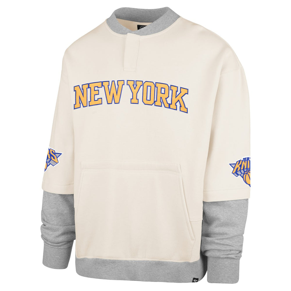 New York Knicks '47 Crossover Collection Trifecta Double Layered Fleece Sweatshirt - Cream | 47 brand outlet