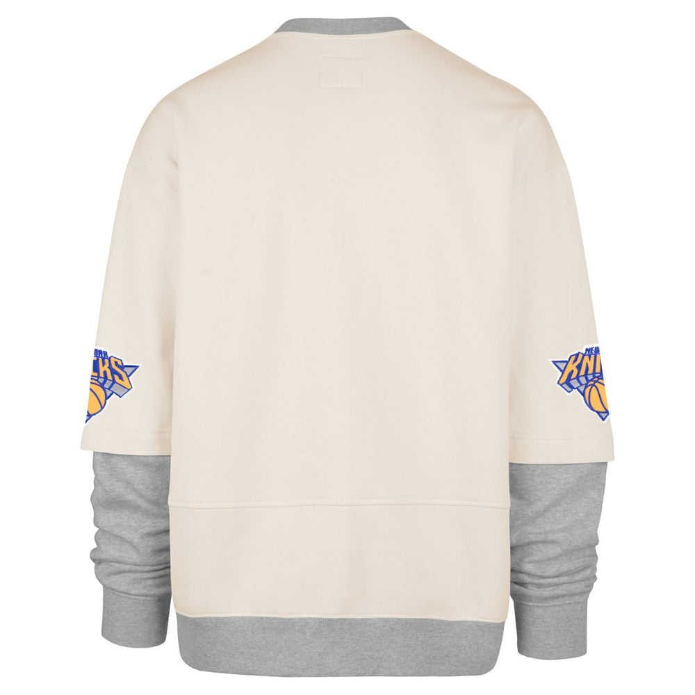New York Knicks '47 Crossover Collection Trifecta Double Layered Fleece Sweatshirt - Cream | 47 brand outlet