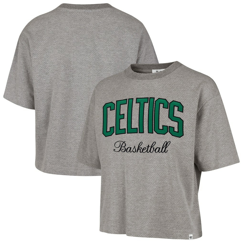 Boston Celtics '47 Women's Pivot Drop Needle Cropped T-Shirt - Gray | 47 brand for sale