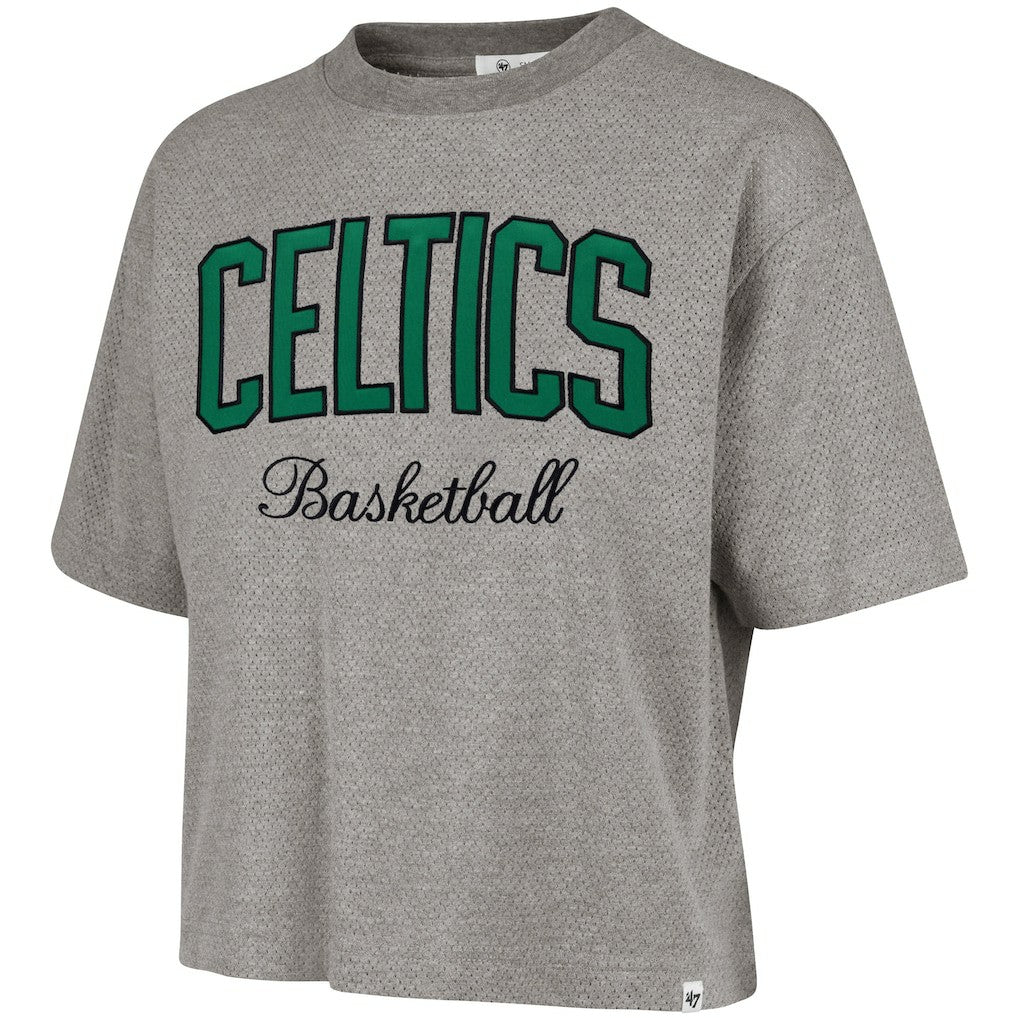Boston Celtics '47 Women's Pivot Drop Needle Cropped T-Shirt - Gray | 47 brand for sale