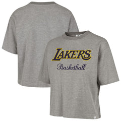 Los Angeles Lakers '47 Women's Pivot Drop Needle Cropped T-Shirt - Gray | 47 brand discount