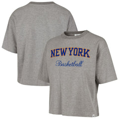 New York Knicks '47 Women's Pivot Drop Needle Cropped T-Shirt - Gray | 47 brand cheap