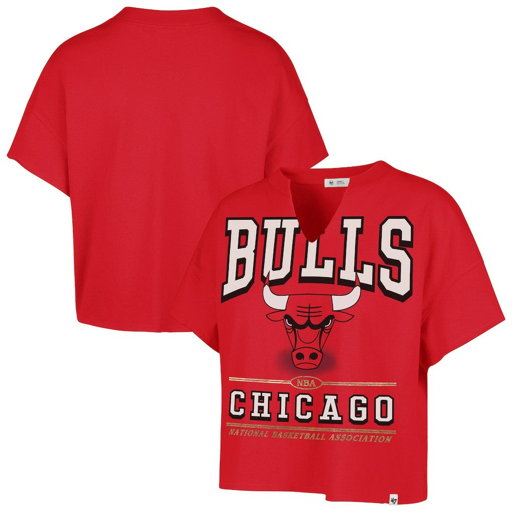 Chicago Bulls '47 Women's Elation Oversized Notch Neck T-Shirt sale - Red | 47 brand discount