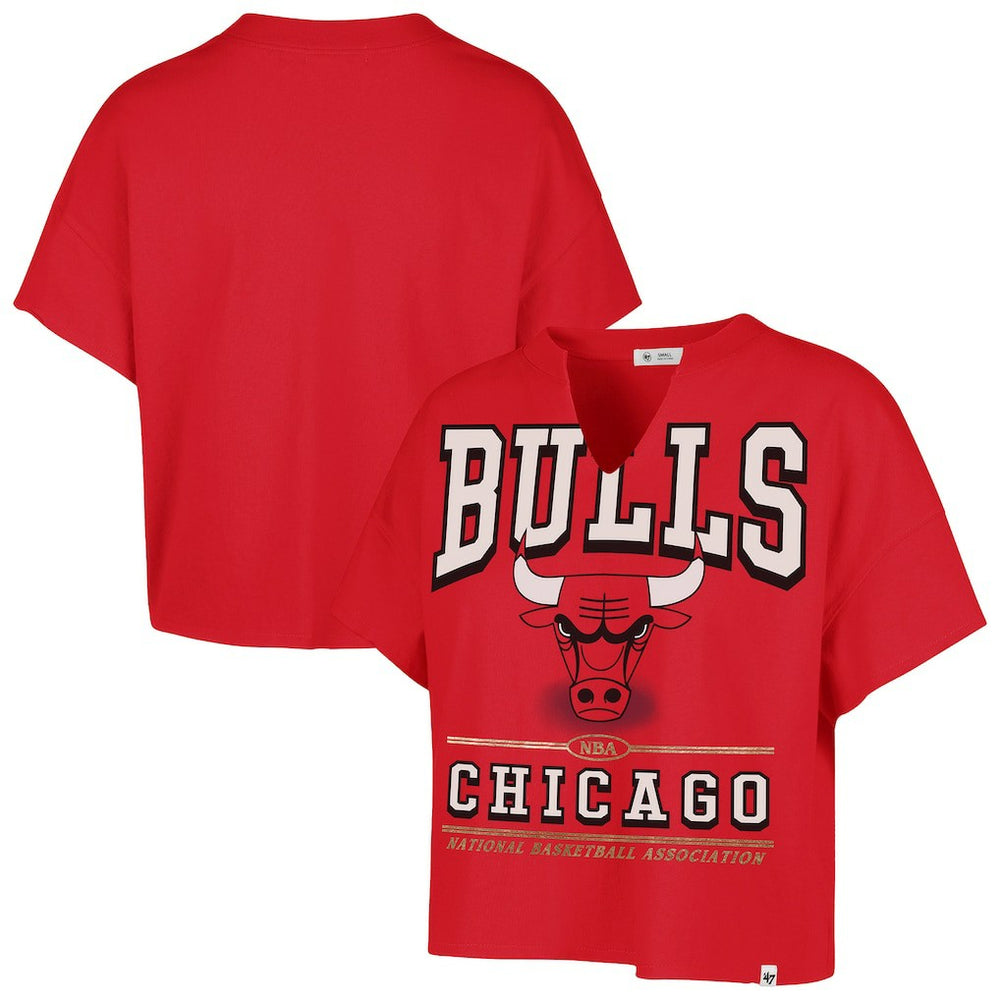 Chicago Bulls '47 Women's Elation Oversized Notch Neck T-Shirt sale - Red | 47 brand discount