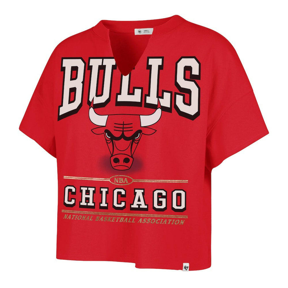 Chicago Bulls '47 Women's Elation Oversized Notch Neck T-Shirt sale - Red | 47 brand discount