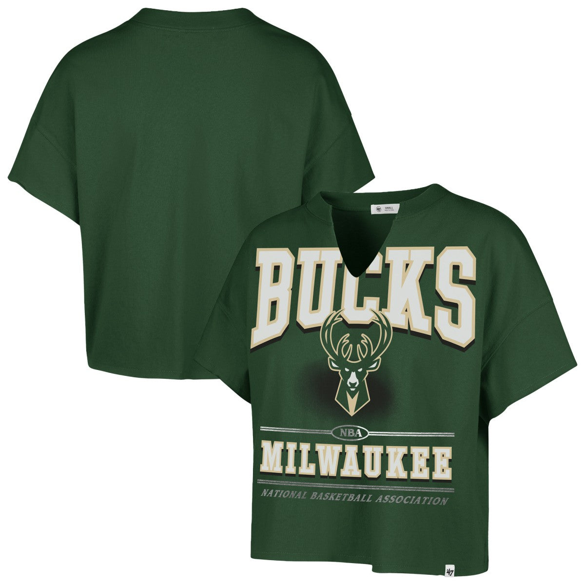 Milwaukee Bucks '47 Women's Elation Oversized Notch Neck T-Shirt - Hunter Green | 47 brand on sale