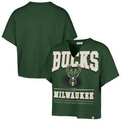 Milwaukee Bucks '47 Women's Elation Oversized Notch Neck T-Shirt - Hunter Green | 47 brand on sale