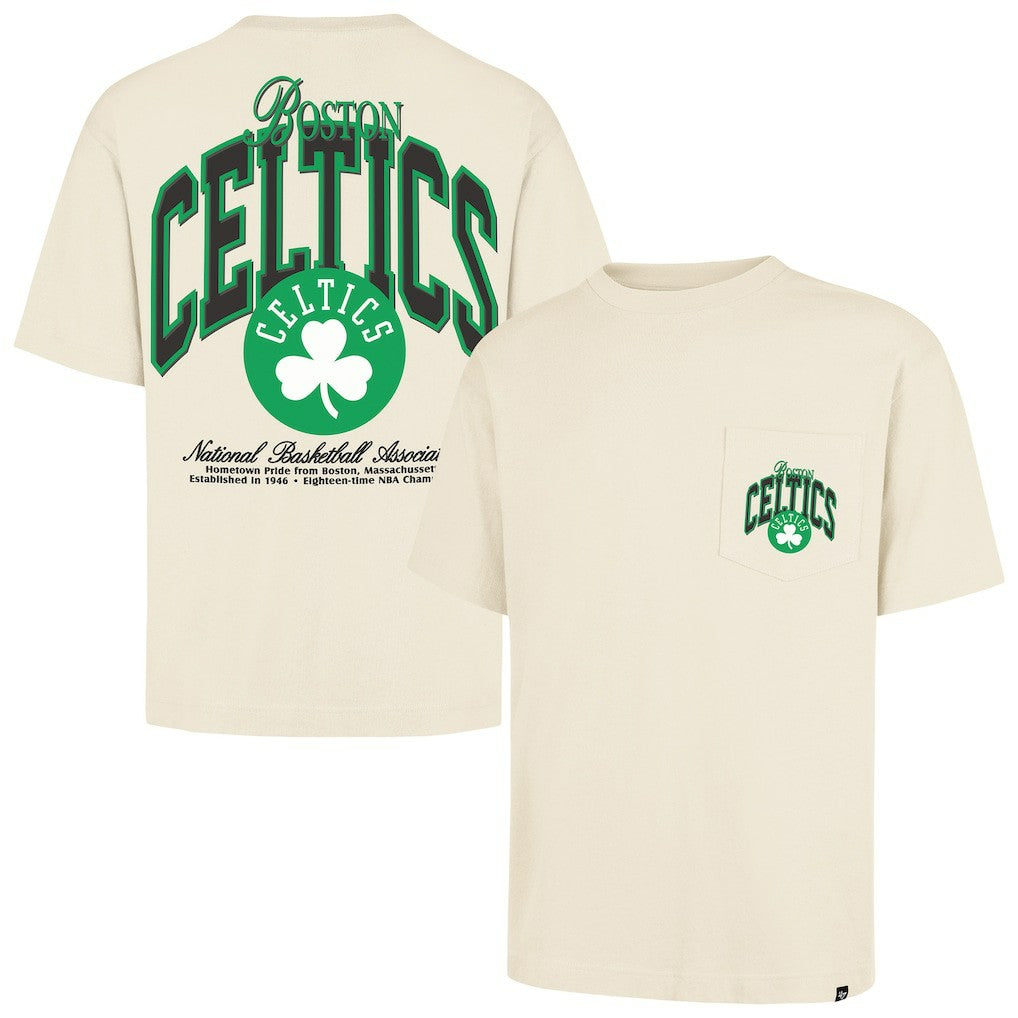 Boston Celtics '47 Unisex Crossover Collection Foundation Pocket T-Shirt - Cream | 47 brand on sale