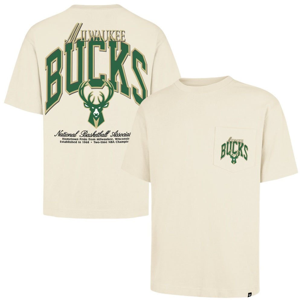 Milwaukee Bucks '47 Unisex Crossover Collection Foundation Pocket T-Shirt - Cream | 47 brand sale