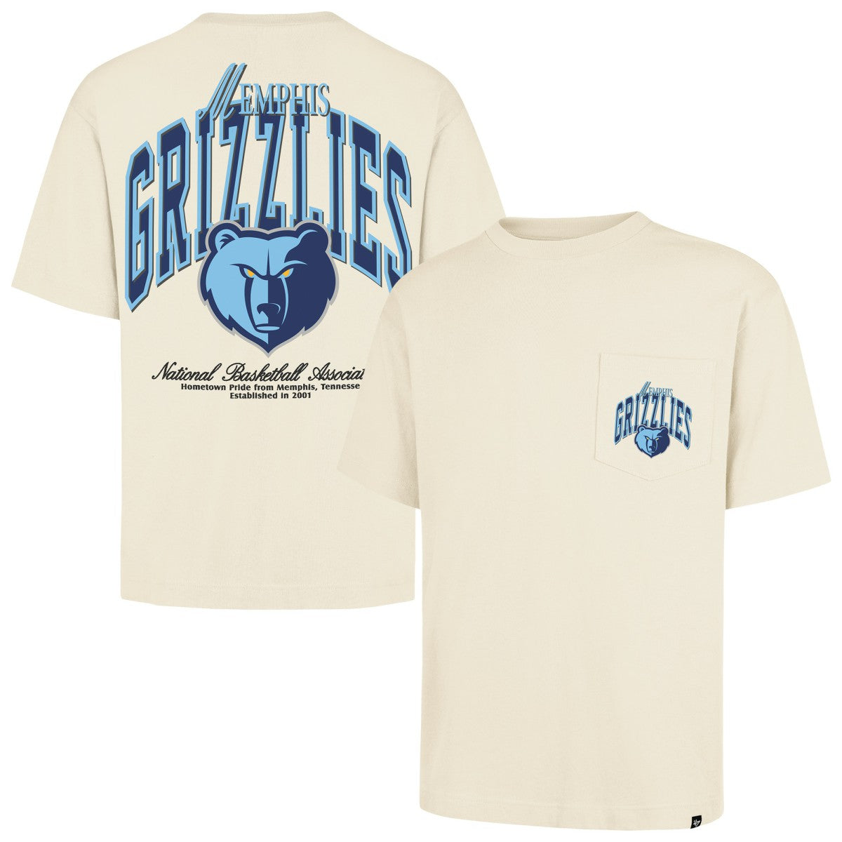 Memphis Grizzlies '47 Unisex Crossover Collection Foundation Pocket T-Shirt - Cream | 47 brand for sale