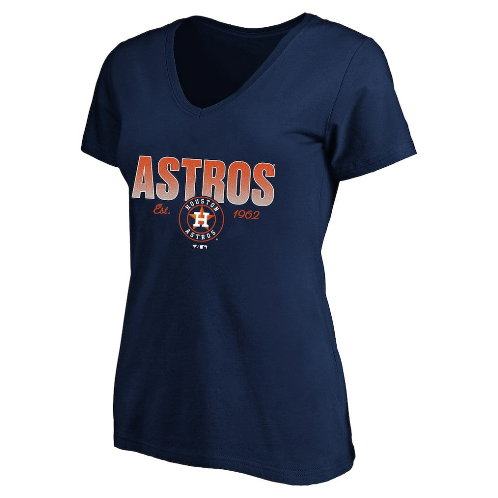 Houston Astros Profile Women's Plus Size Wordmark V-Neck T-Shirt - Navy