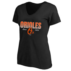 Baltimore Orioles Profile Women's Plus Size Wordmark V-Neck T-Shirt - Black