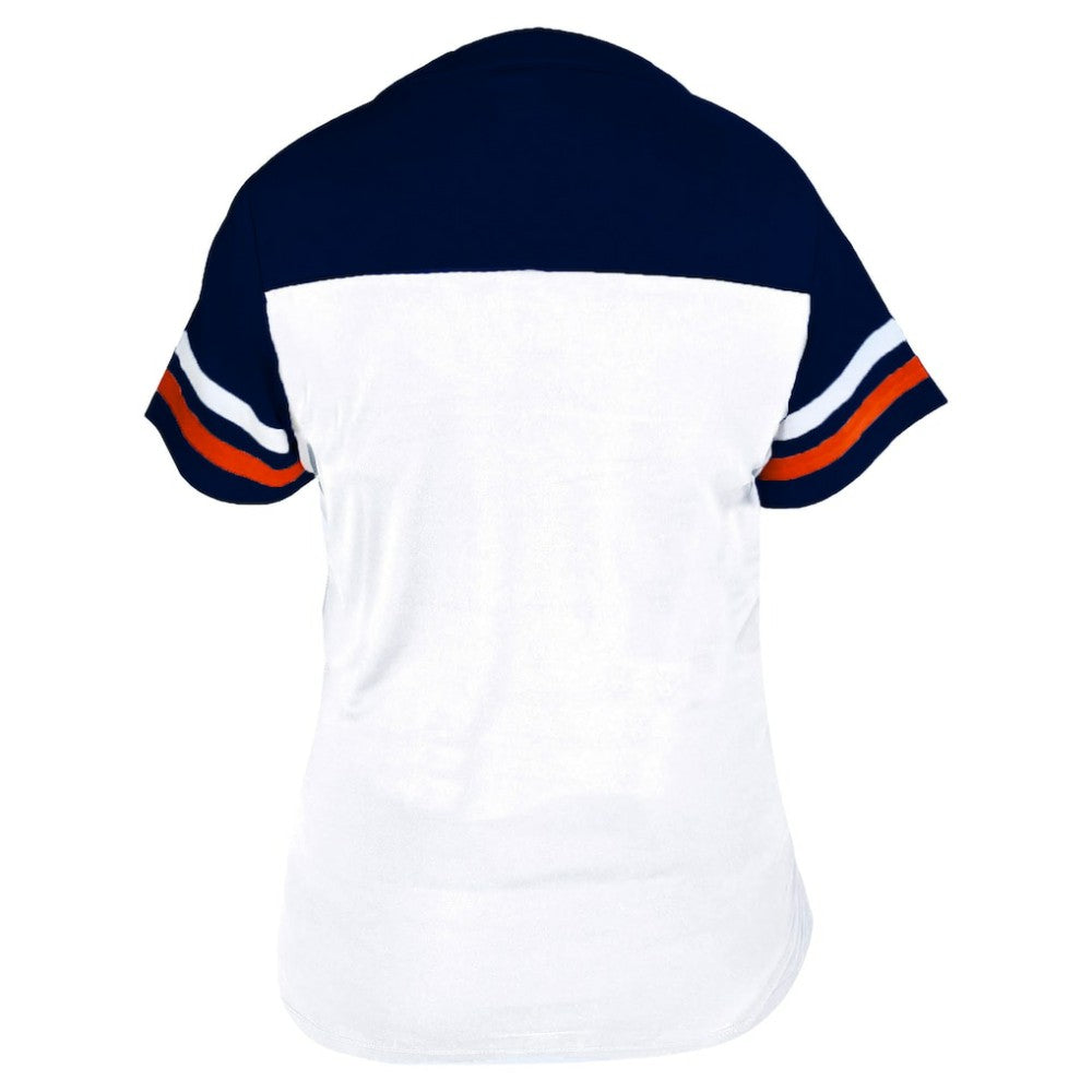 Houston Astros Profile Women's Plus Size Two-Stripe V-Neck T-Shirt - White/Navy