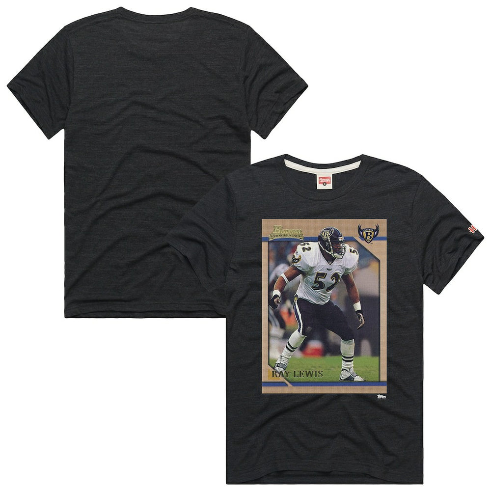 Ray Lewis Baltimore Ravens Homage Unisex NFL Topps Trading Card Tri-Blend T-Shirt - Charcoal sale