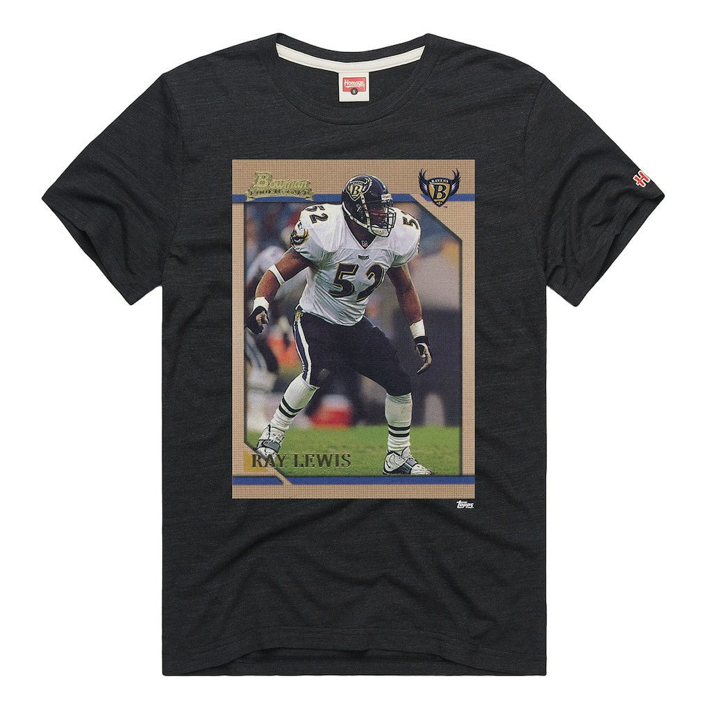 Ray Lewis Baltimore Ravens Homage Unisex NFL Topps Trading Card Tri-Blend T-Shirt - Charcoal sale