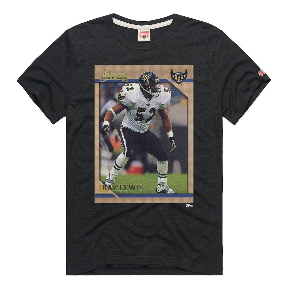 Ray Lewis Baltimore Ravens Homage Unisex NFL Topps Trading Card Tri-Blend T-Shirt - Charcoal sale