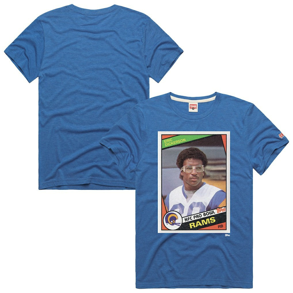 Eric Dickerson Los Angeles Rams Homage Unisex NFL Topps Trading Card Tri-Blend T-Shirt - Royal on sale