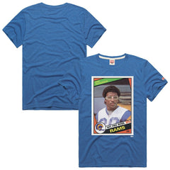 Eric Dickerson Los Angeles Rams Homage Unisex NFL Topps Trading Card Tri-Blend T-Shirt - Royal on sale