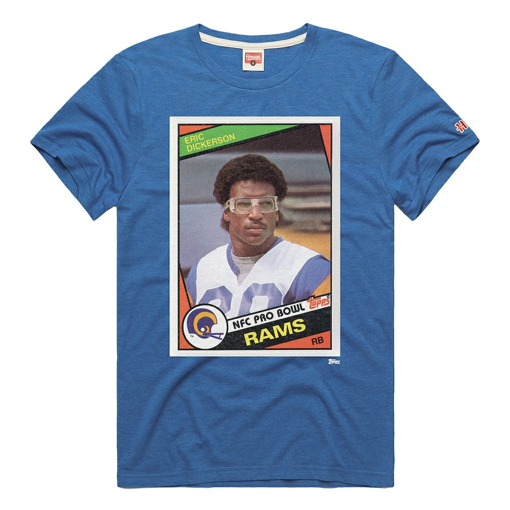 Eric Dickerson Los Angeles Rams Homage Unisex NFL Topps Trading Card Tri-Blend T-Shirt - Royal on sale