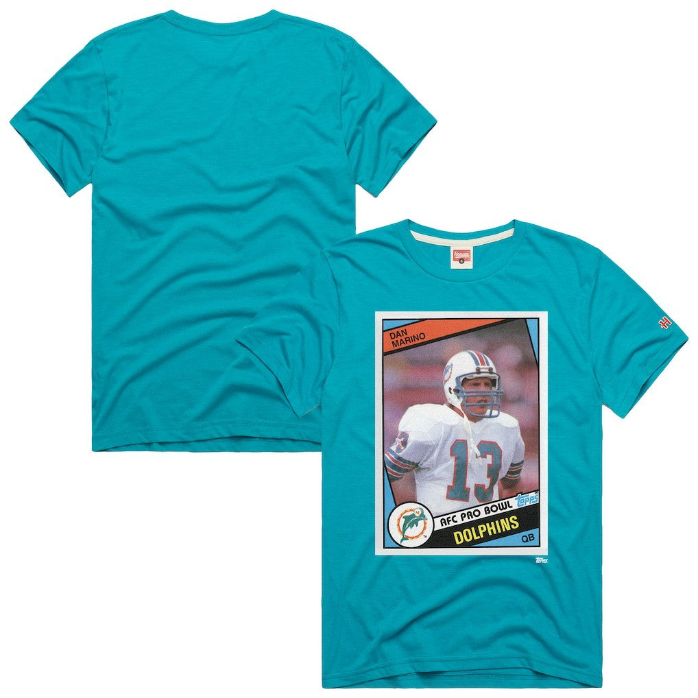 Dan Marino Miami Dolphins Homage Unisex NFL Topps Trading Card Tri-Blend T-Shirt - Aqua outlet